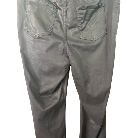 Chicos Women's Shiny Black Stretch Jegging Pants W Front & Back Pockets Size 14 - Picture 10 of 13
